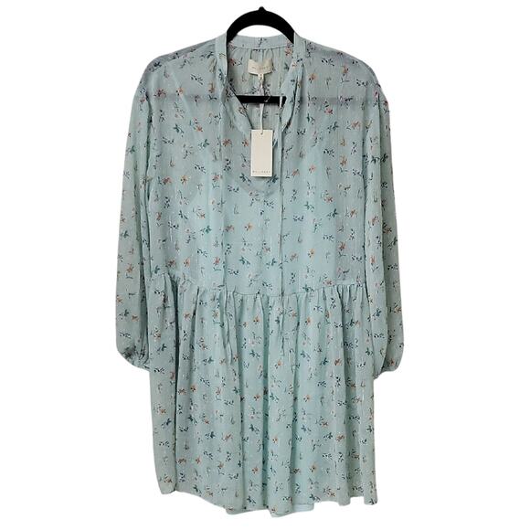 Melloday Mint Green Lined Chiffon Loose Fit Babydoll Dress Womens Small NWT - Picture 1 of 12
